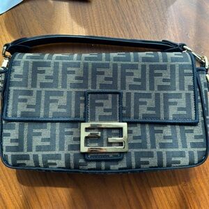 AUTHENTIC — Fendi Baguette FF Jacquard Fabric Bag